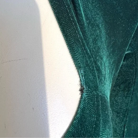 ROMAN KEFLAY VINTAGE OLIVE GREEN STRETCH VELVET - Picture 10 of 12